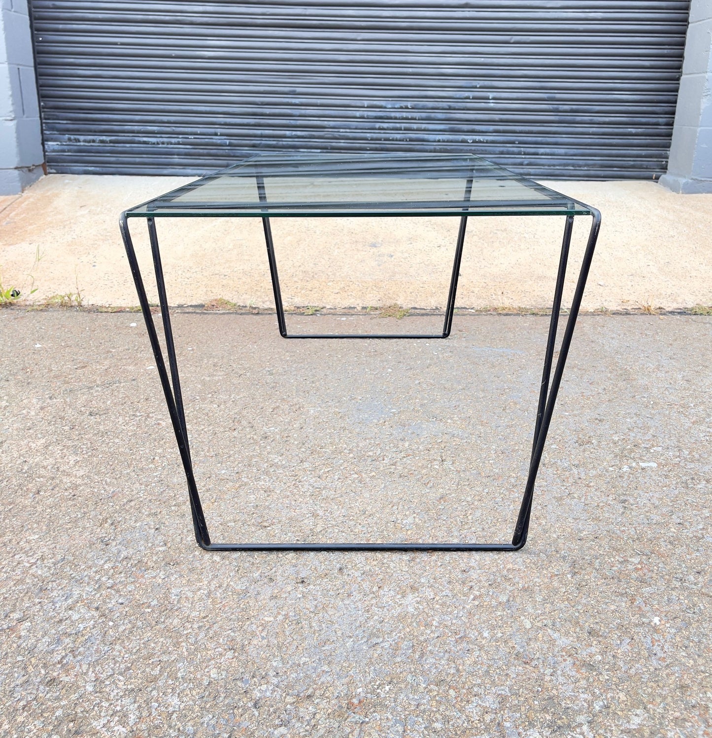 Vintage Metal And Glass Top Coffee Table Sauze Style