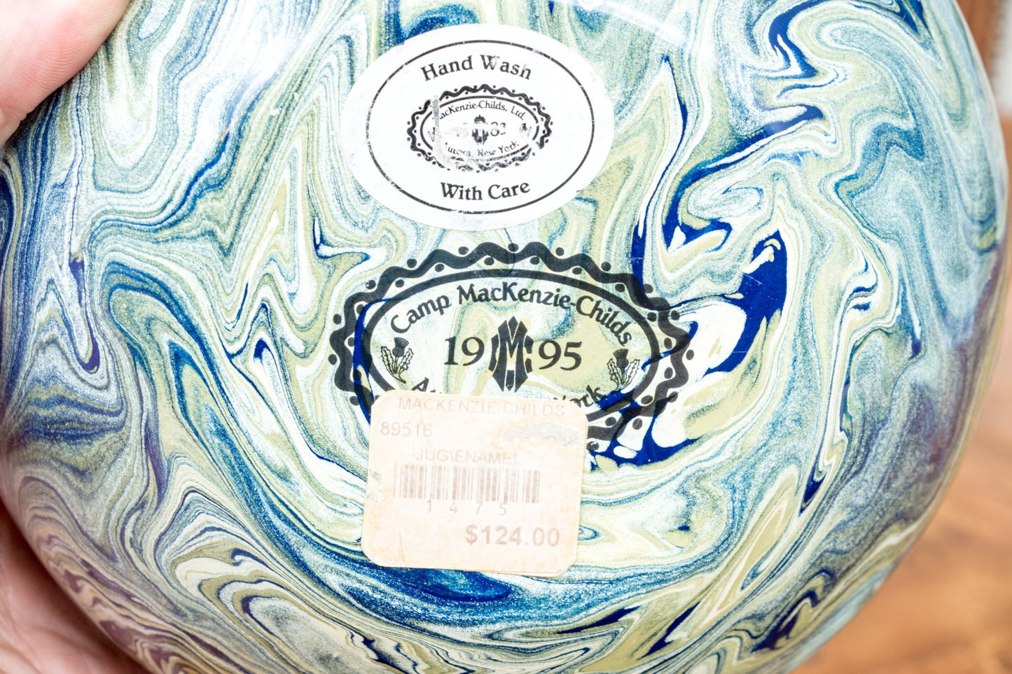 Vintage MacKenzie-Childs Marbled Finished Ewer With Lid