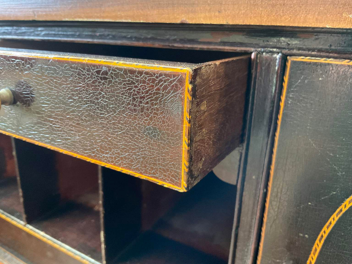 Antique Early 1800 Georgian English Secretaire Cabinet, Walnut