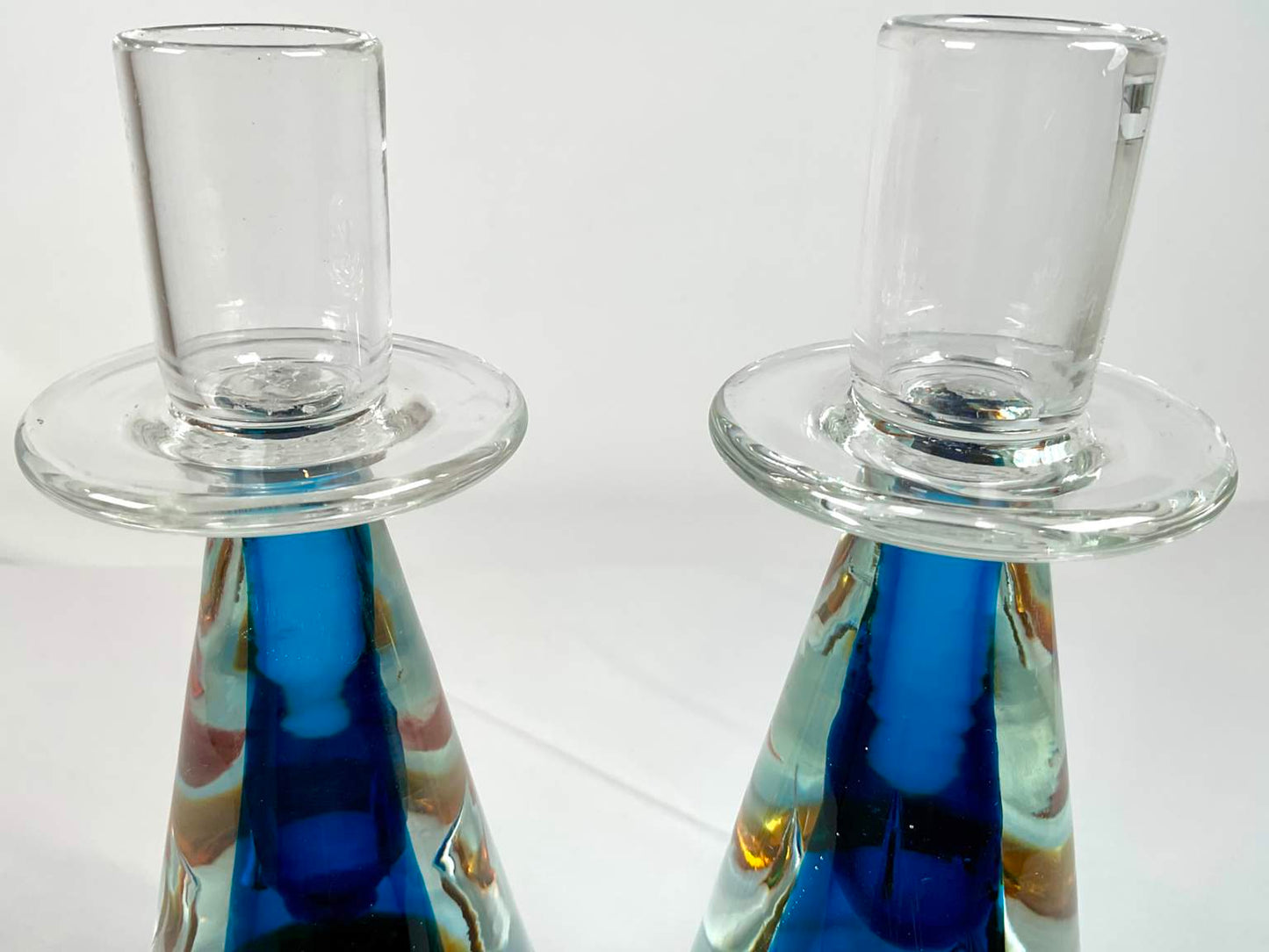 Italian Art Glass Bowl and Candlesticks (3 Pieces)
