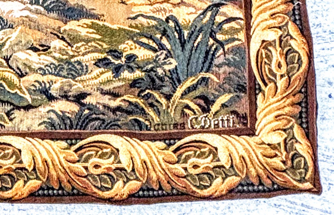 French Point de Loiselles Hunting Tapestry After Cesare Detti, circa 1970-80