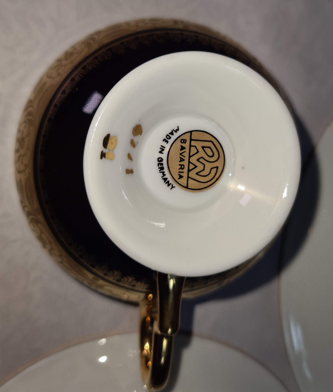 Rare RW Rudolf Wachter Bavaria Black &amp; Gold #6771 Tea Cup Saucer Trio