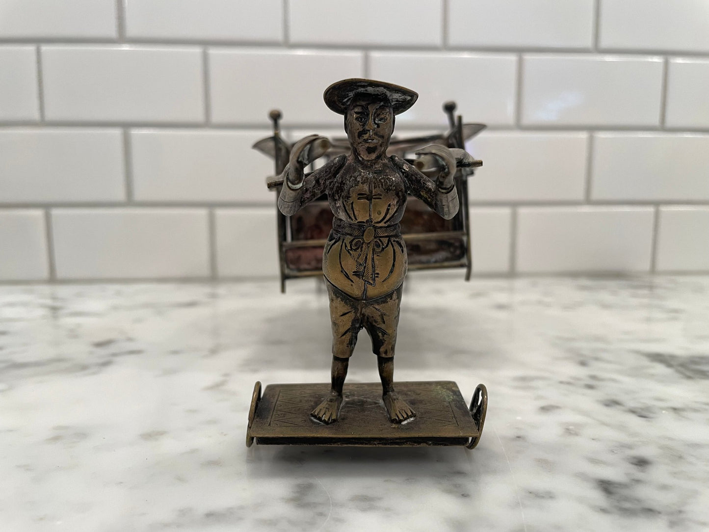 Antique Chinese Export Silver Sedan Chair Condiment Set