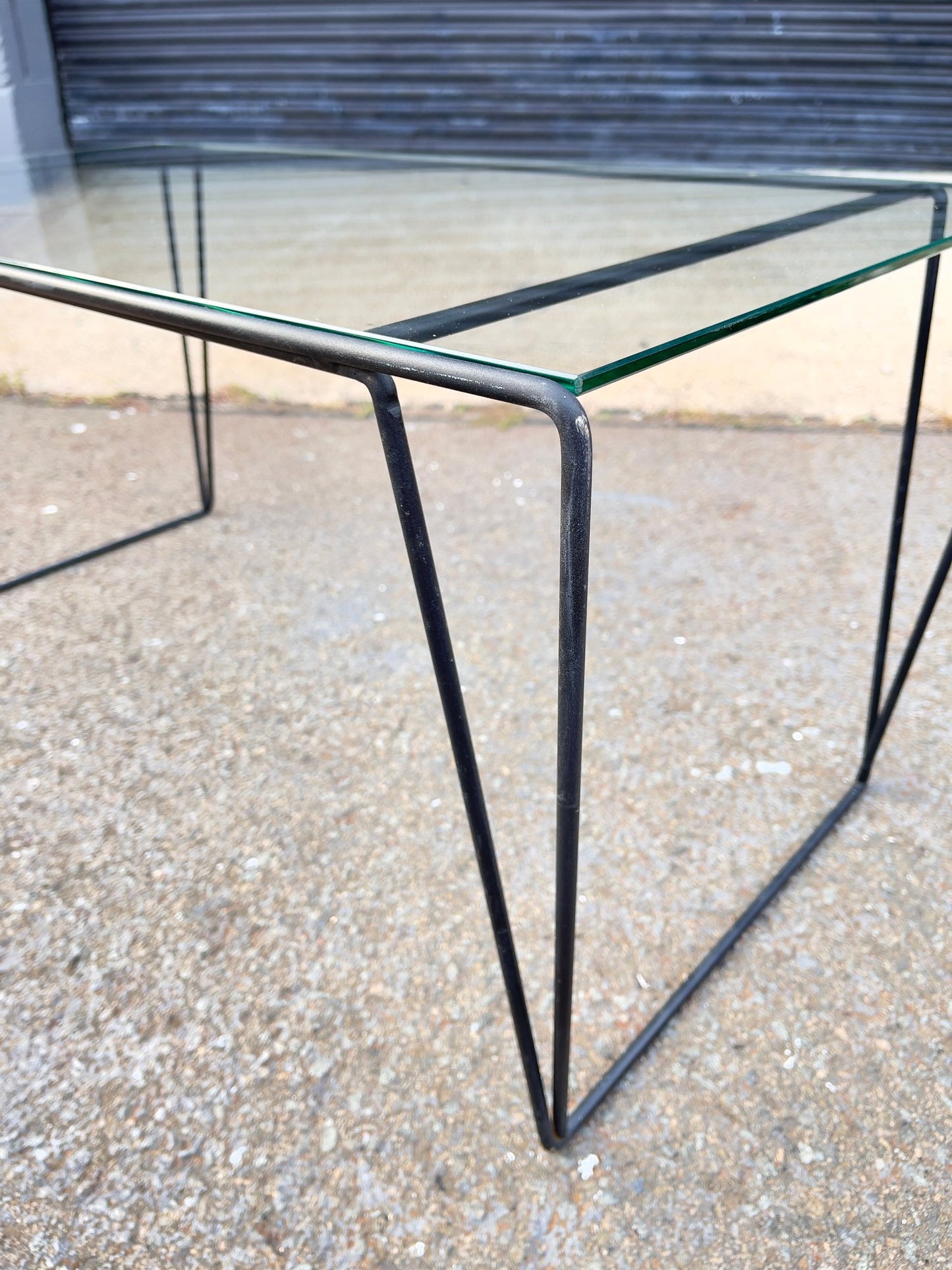 Vintage Metal And Glass Top Coffee Table Sauze Style