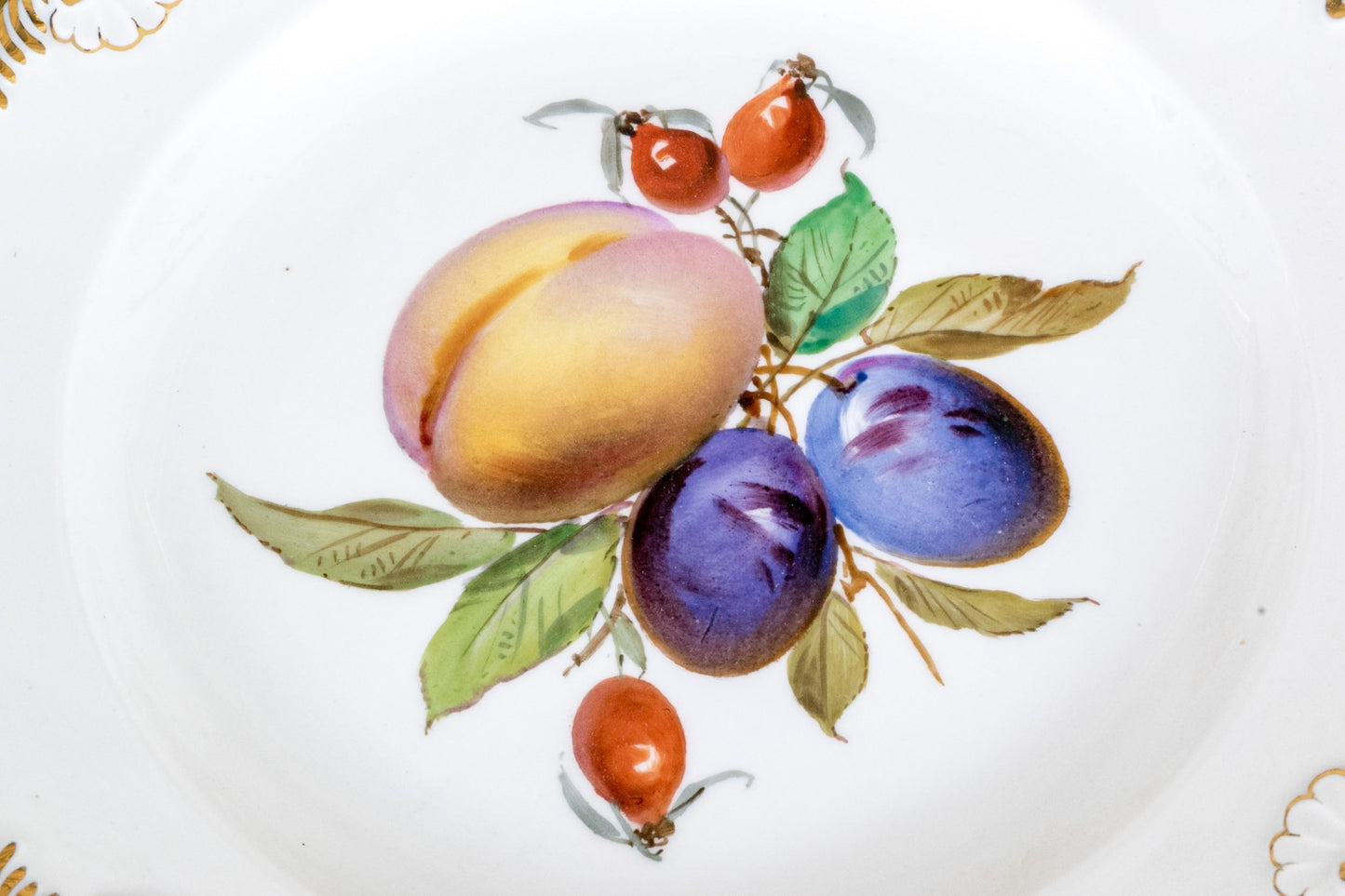 Set Of Six Antique German, Meissen Porcelain Porcelain Fruit Plates