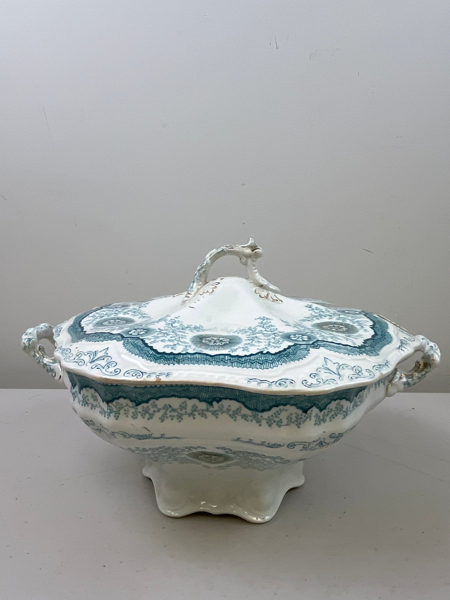 Unique Wood And Son Woodbine Royal Semi Porcelain Serving Bowl with Lid  England