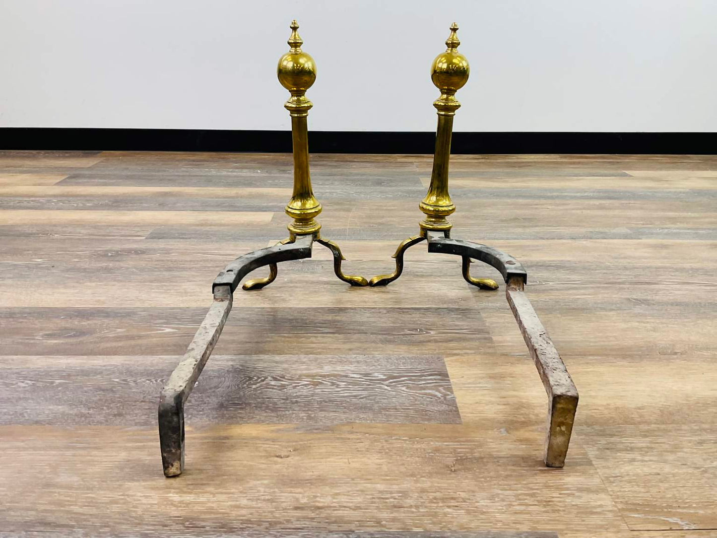 Vintage Brass Fireplace Fender and Andirons