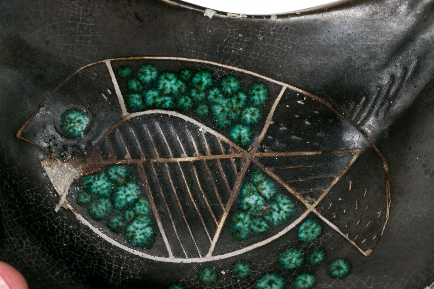 Rare one of a kind MGM Ceramic Dish Fish/Bird Motif attributed to Astrid Tjalk (Denmark)