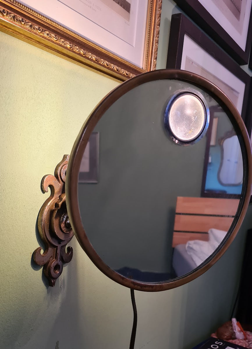 French Art Deco Illuminated Shaving Mirror, Attributed to Maison Brot, Paris, circa 1930