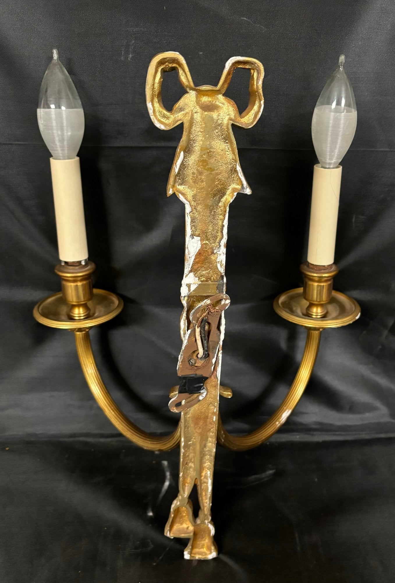 French Gilded Ribbon Wall Light, Bronze