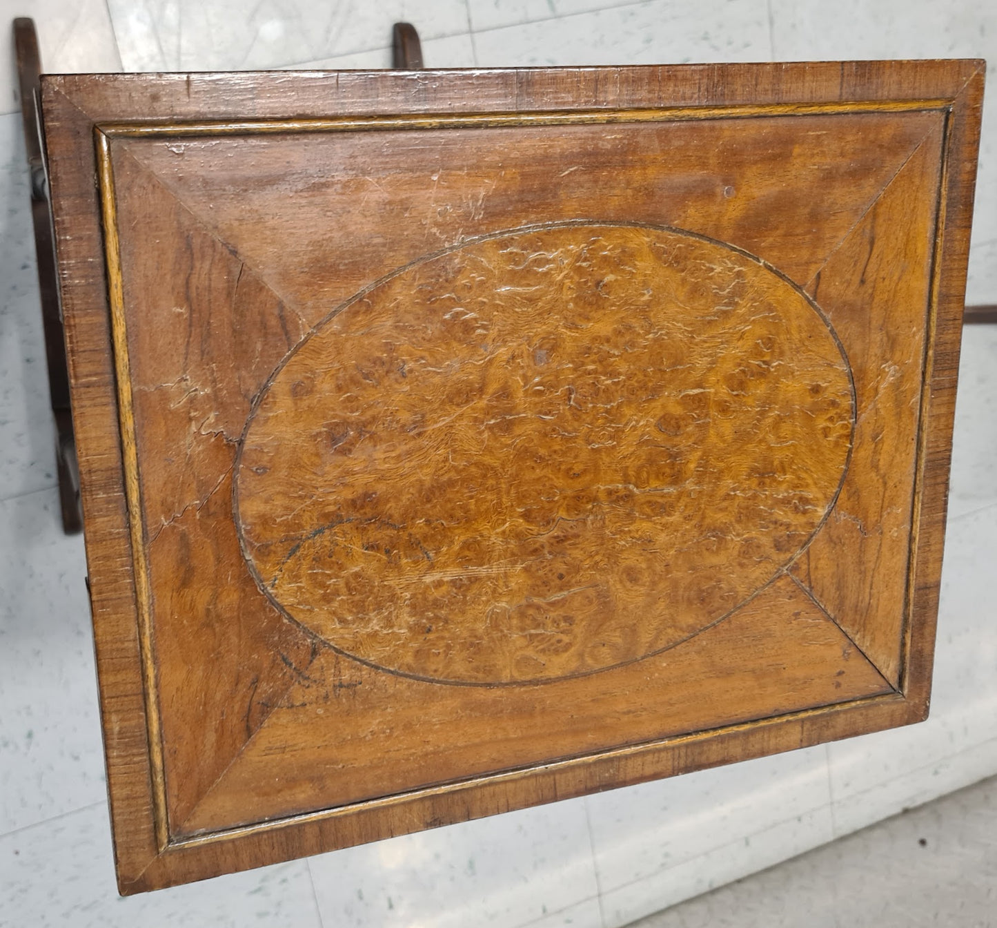 English Regency Revival Burl Wood & Inlaid Nesting Tables, Early 20th Century