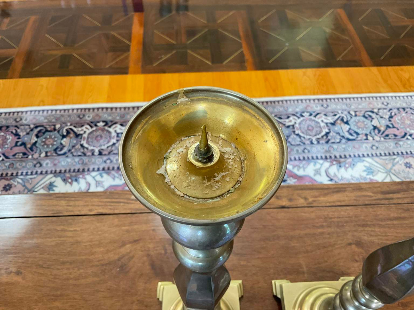 Pair of Vintage Brass Pillar Candle Holders
