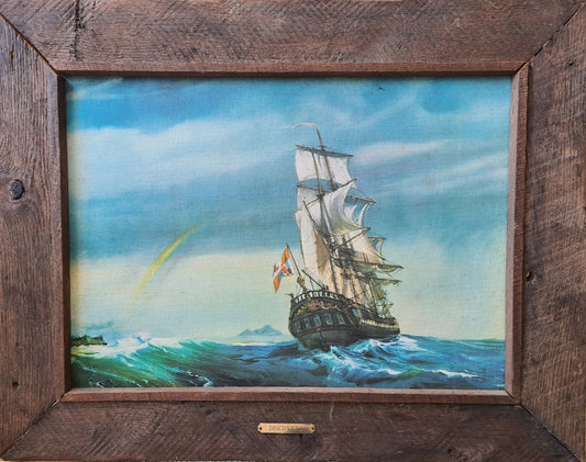 "DISCOVERY" Tall Sailship, Oil on Board
