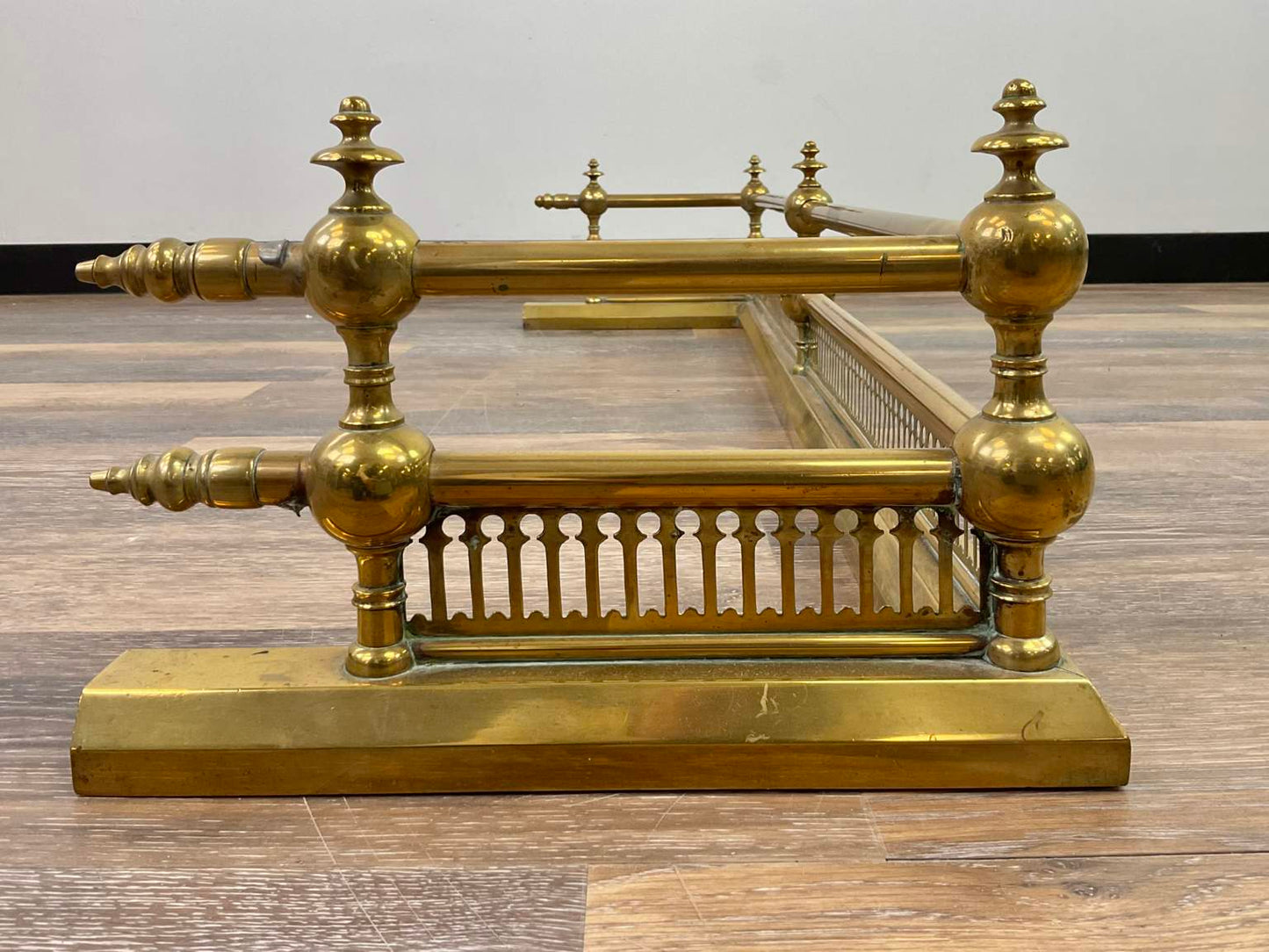 Vintage Brass Fireplace Fender and Andirons