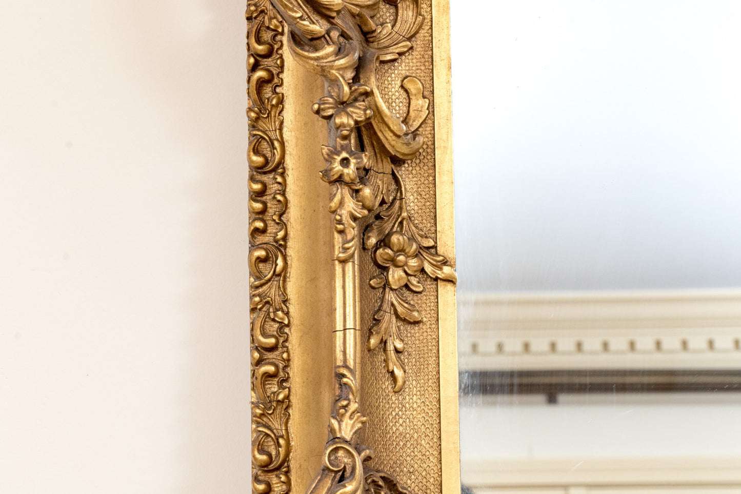 Large Victorian Rococo Revival Giltwood Wall Mirror, c. 1880, Ornately Carved Louis XV Style