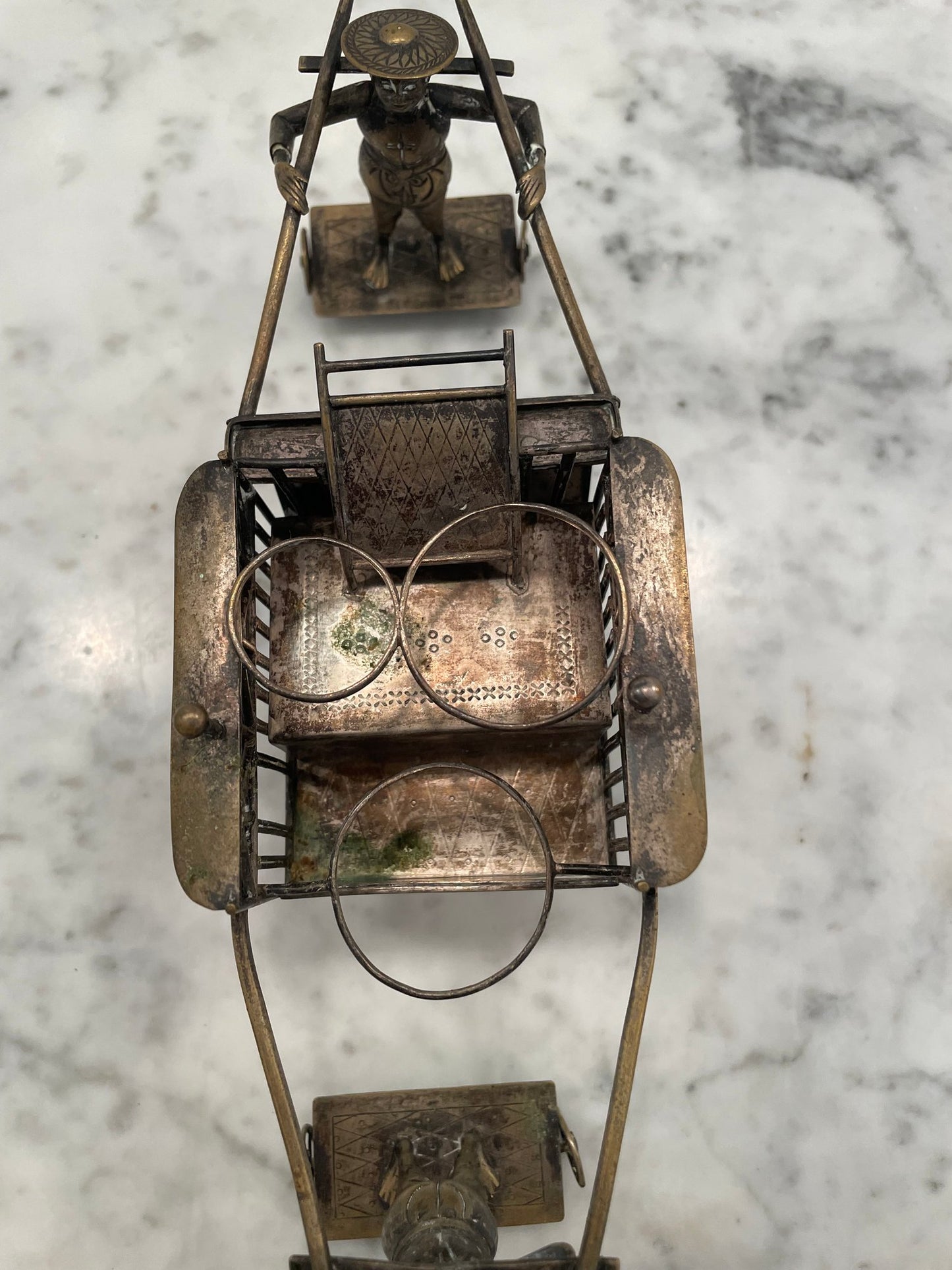 Antique Chinese Export Silver Sedan Chair Condiment Set