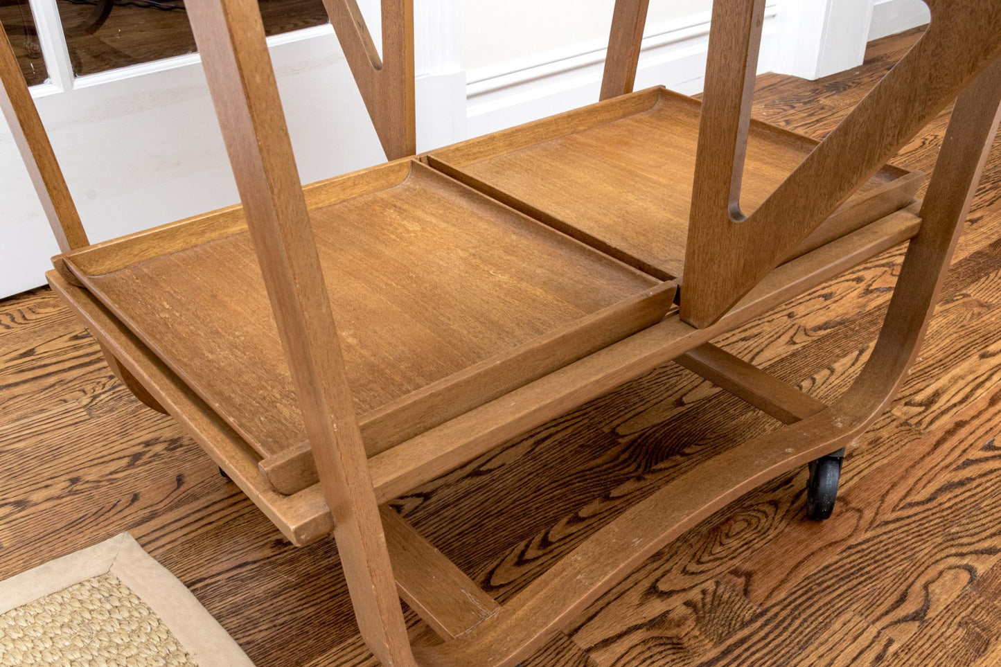 MID-CENTURY BENTWOOD DROP-LEAF TEA CART ATTRIB. EDWARD WORMLEY FOR DUNBAR