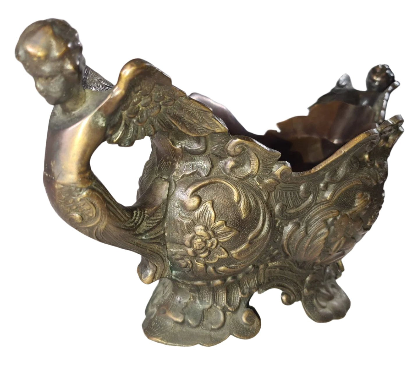 Vintage Bronze Jardiniere Footed Planter Centerpiece