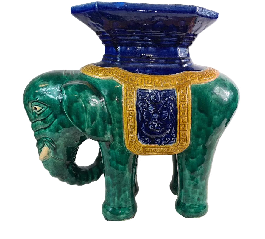 Antique Chinese Shiwan Ceramic Elephant Garden Stool