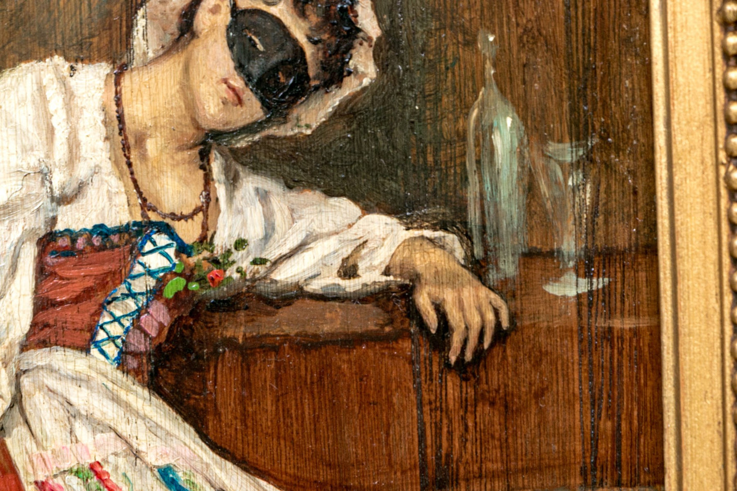 August Bompiani (Italian, 19th C.) Oil On Panel, "After The Bazz"