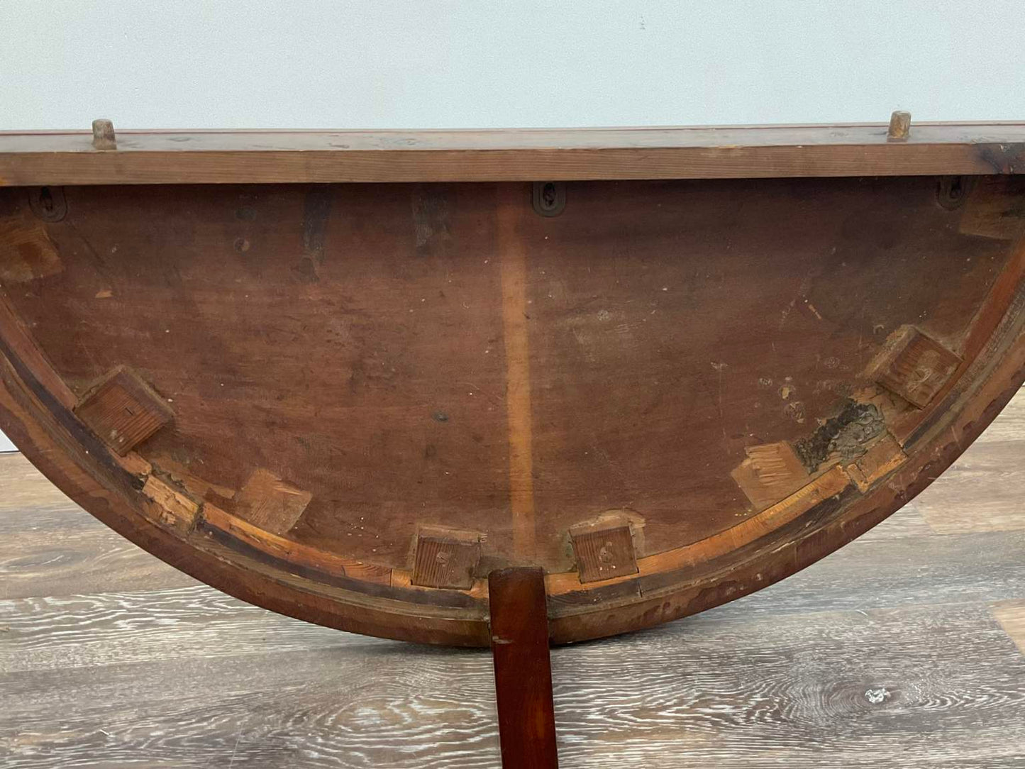 Antique George III Style Walnut Burl Demi-Lune Table/Console