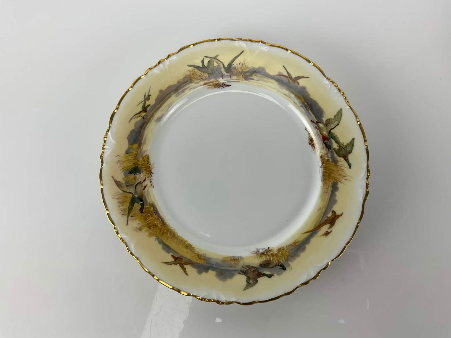 Three Antique Heufel & Co. Dresden Hand Painted Plates, Marked (1891-1901)