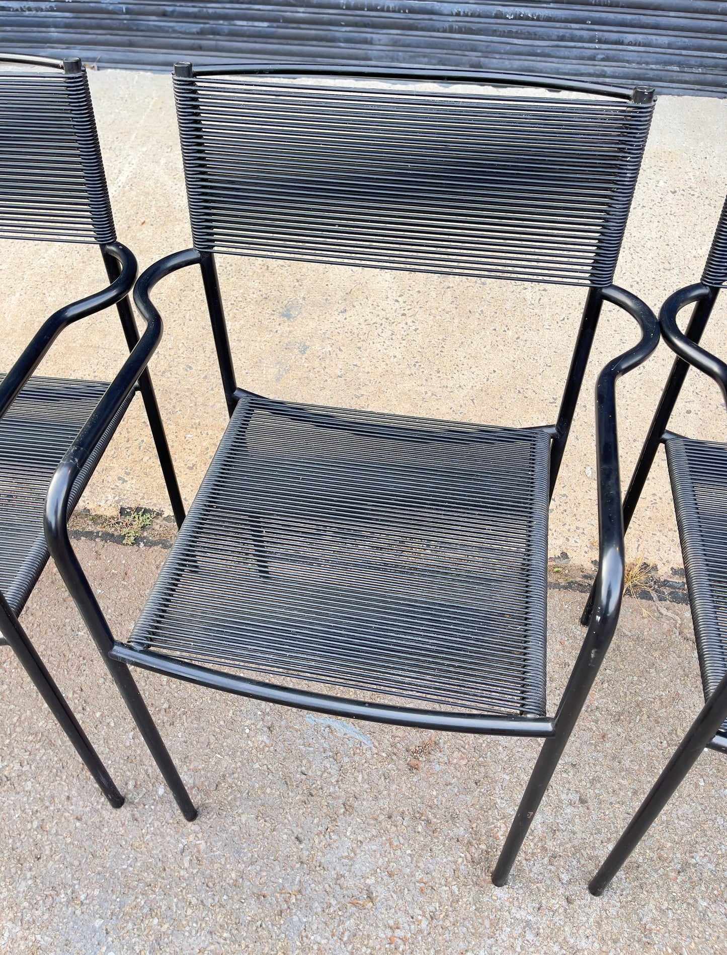Vintage Italian Spaghetti Strap Armchairs - Set of 4