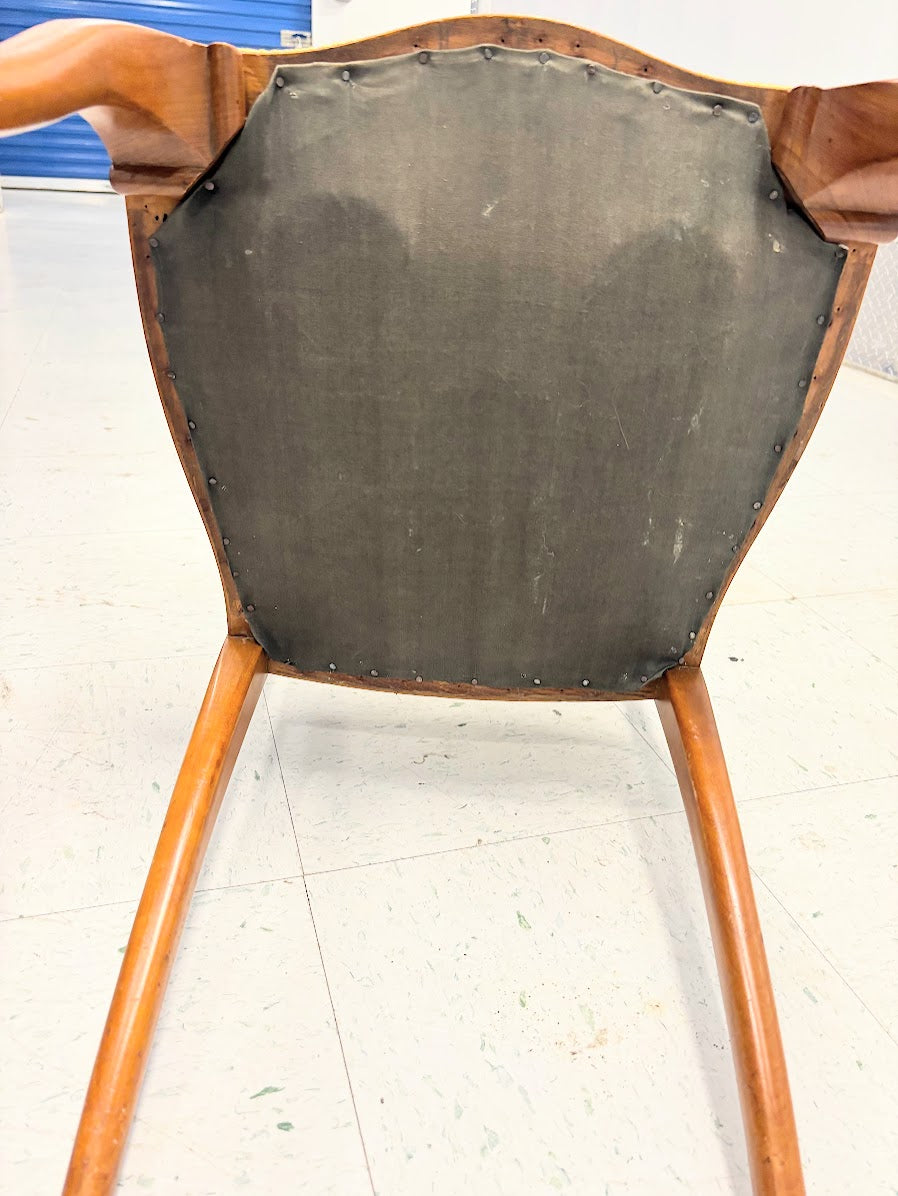 Two Antique Art Nouveau Period Fruit Wood Parlor Chairs