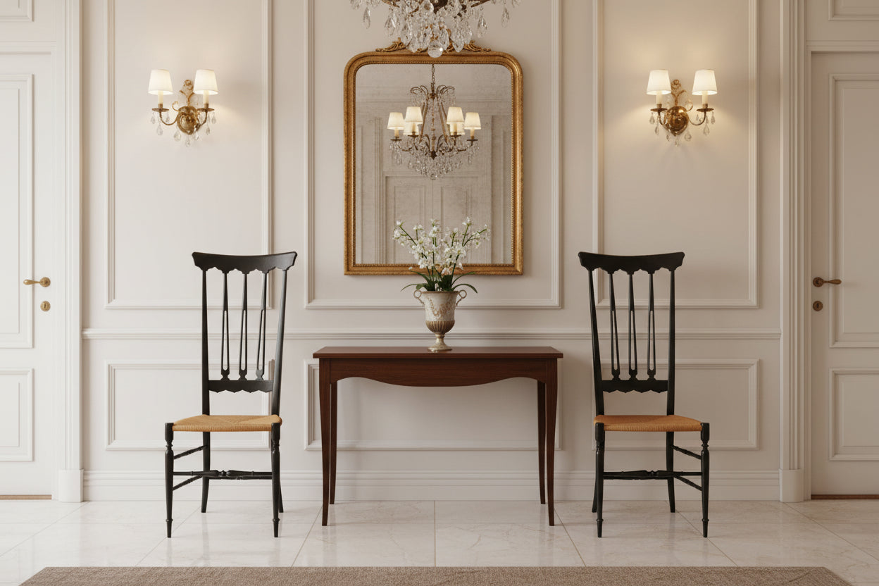 Set Of 4 Vintage Italian Chiavarina High-Back Chairs
