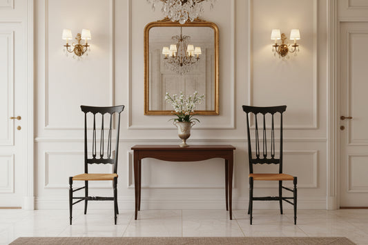Set Of 4 Vintage Italian Chiavarina High-Back Chairs