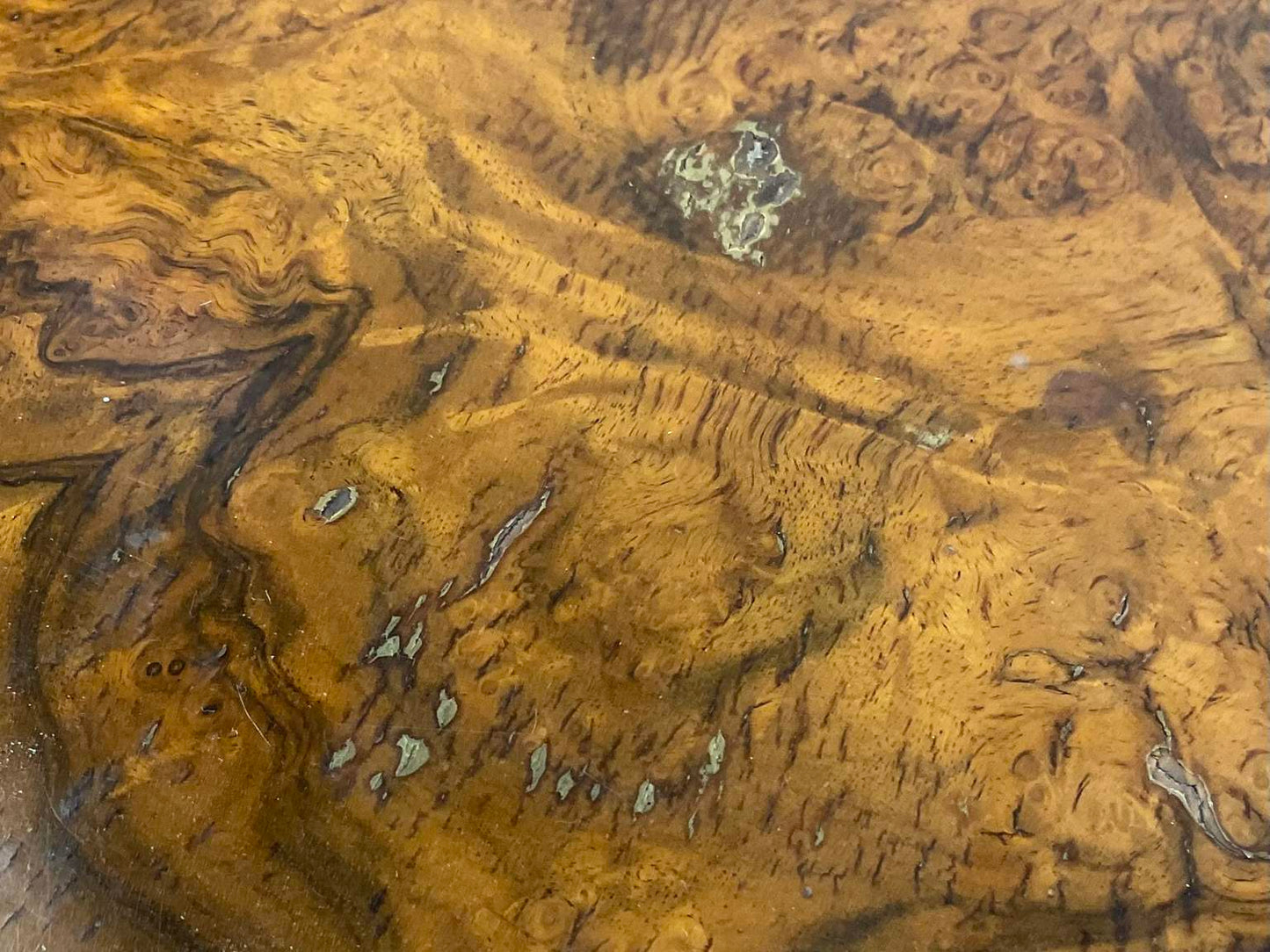 Antique George III Style Walnut Burl Demi-Lune Table/Console