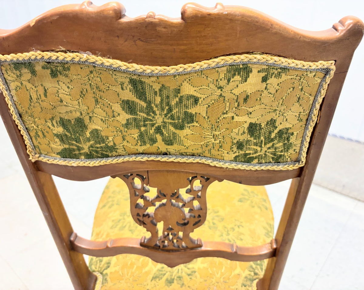 Two Antique Art Nouveau Period Fruit Wood Parlor Chairs