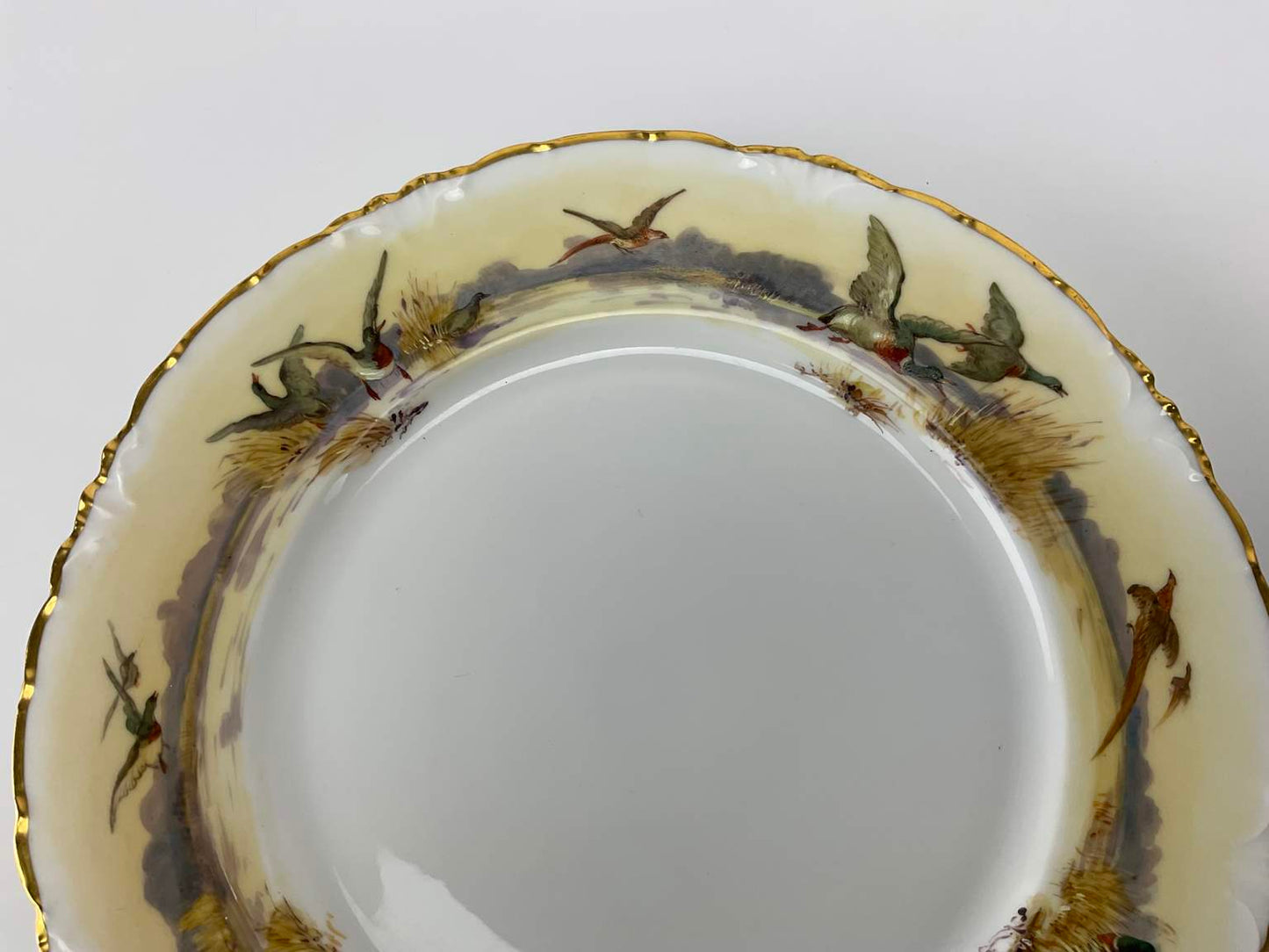 Three Antique Heufel & Co. Dresden Hand Painted Plates, Marked (1891-1901)