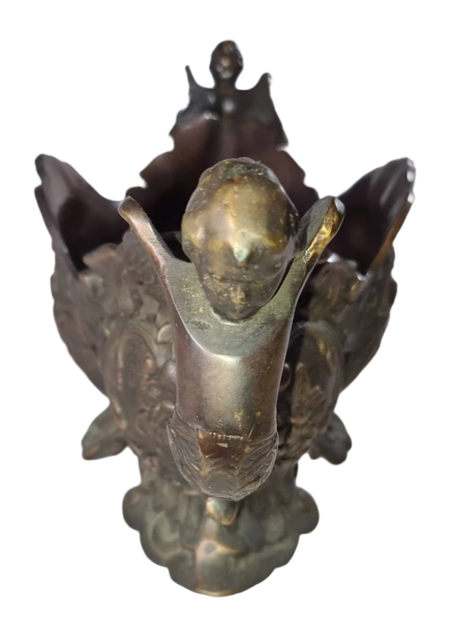 Vintage Bronze Jardiniere Footed Planter Centerpiece