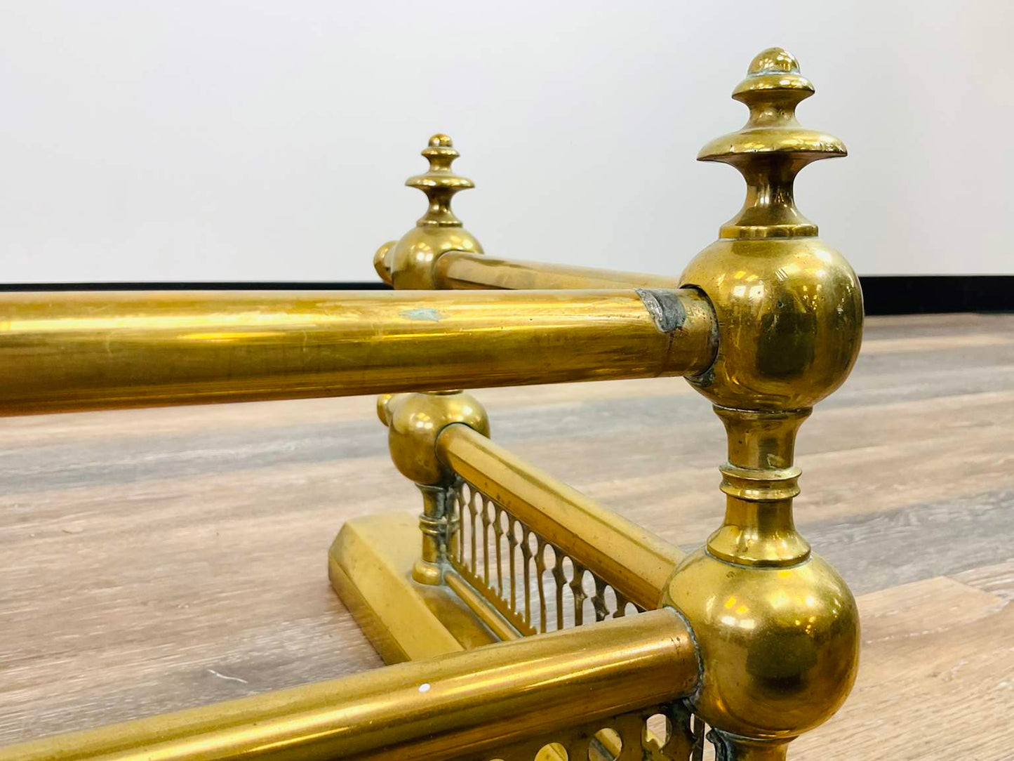 Vintage Brass Fireplace Fender and Andirons