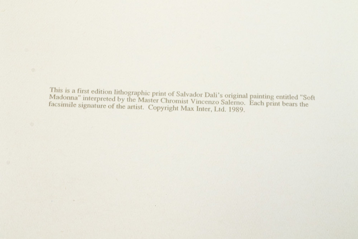 Suite Of Six After Salvador Dali Lithographic Prints On Paper by the Master Chromist Vincenzo Salermo