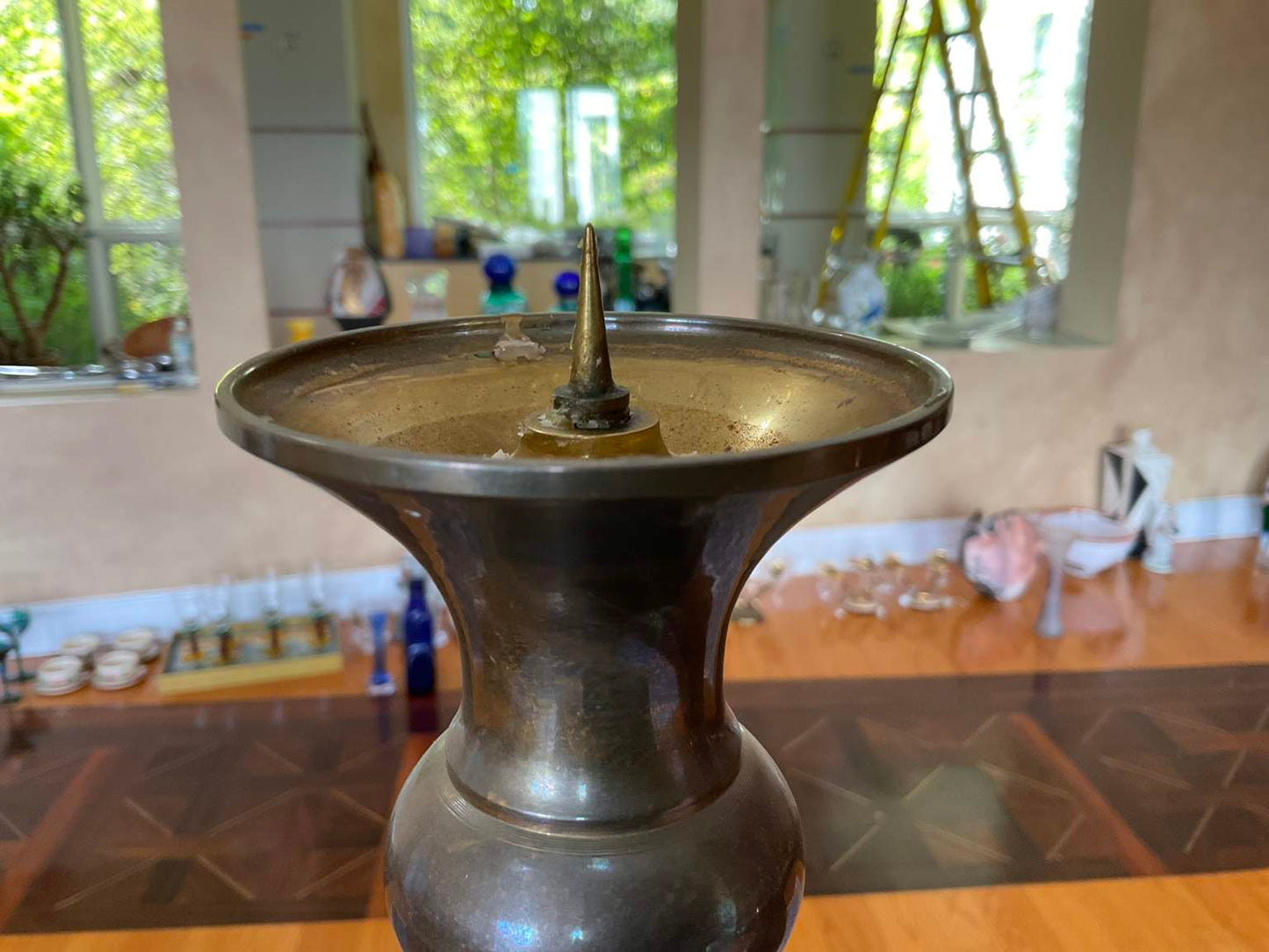Pair of Vintage Brass Pillar Candle Holders