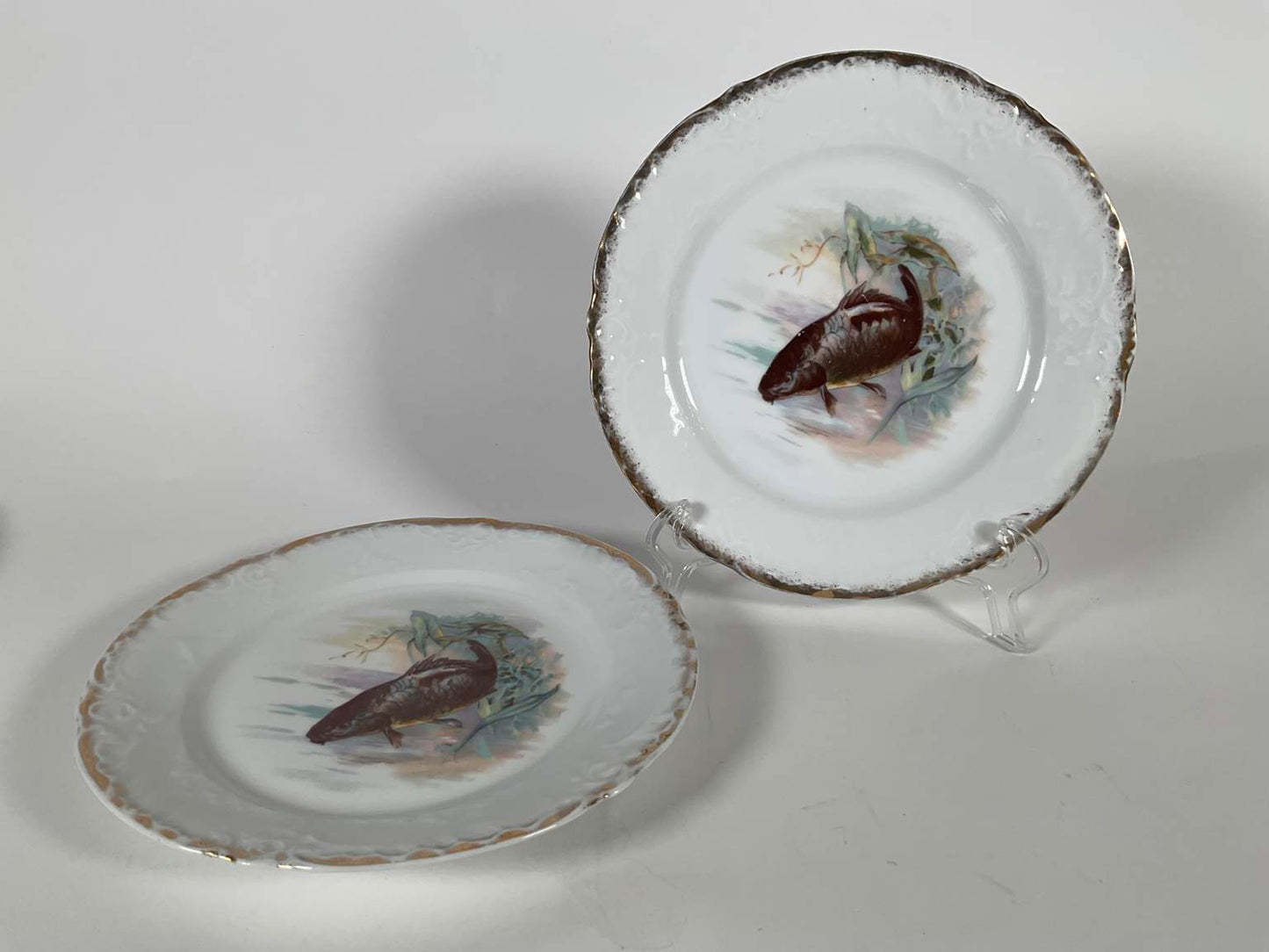 Collection of Antique Victoria Austria Porcelain Fish Dinnerware - 14 pcs