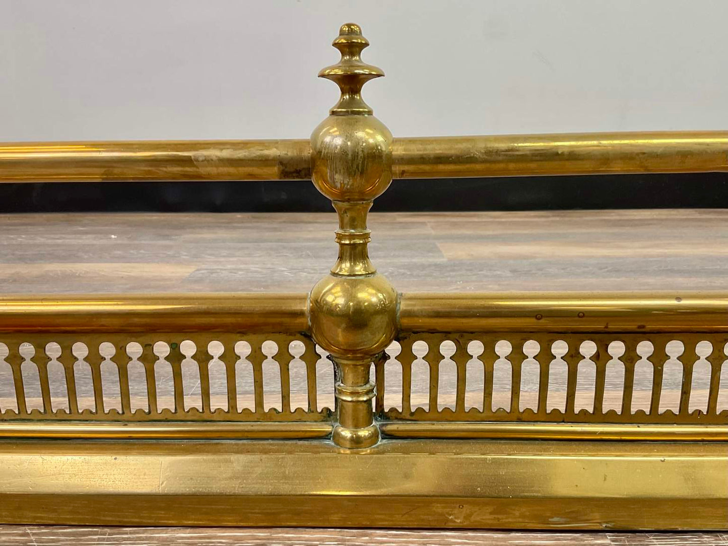 Vintage Brass Fireplace Fender and Andirons