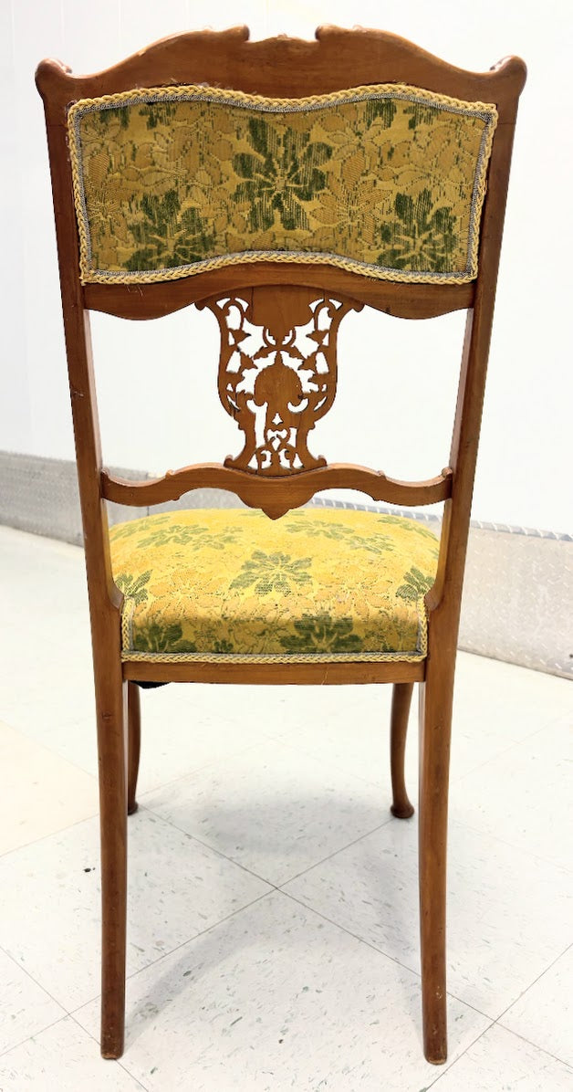 Two Antique Art Nouveau Period Fruit Wood Parlor Chairs
