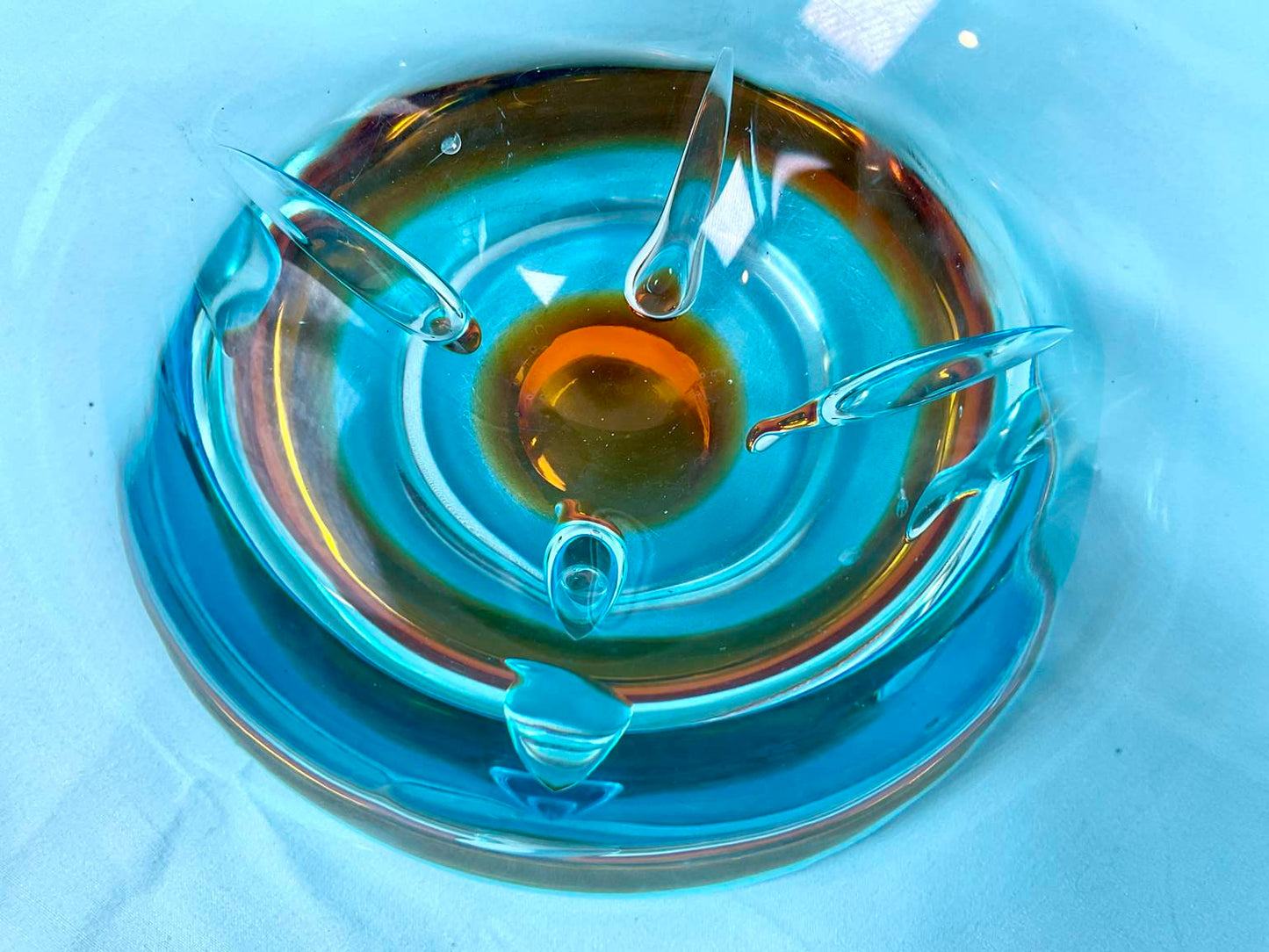Italian Art Glass Bowl and Candlesticks (3 Pieces)