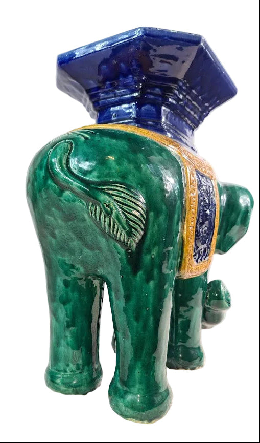 Antique Chinese Shiwan Ceramic Elephant Garden Stool