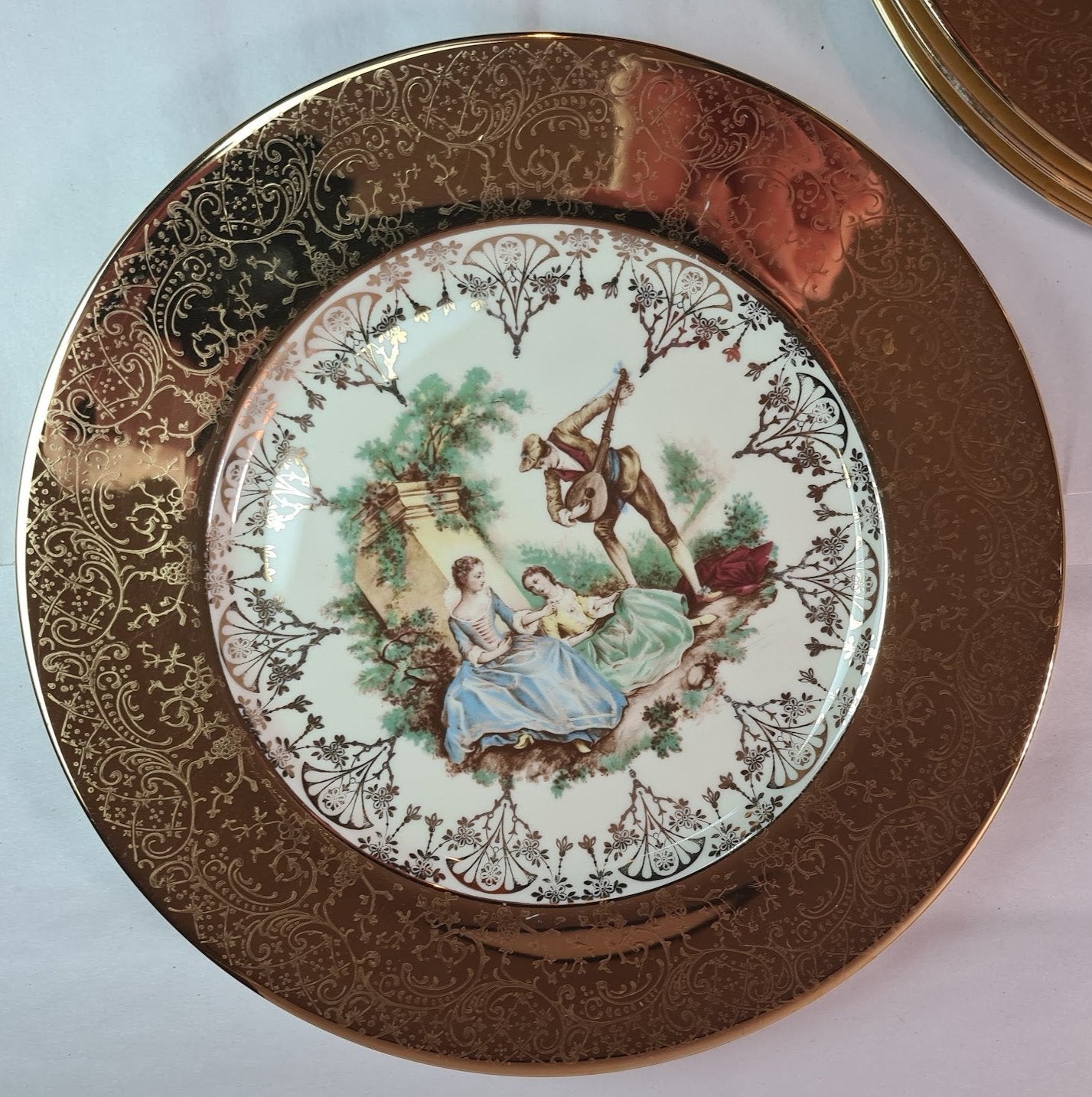 Vintage Joh Peters Le Petite Dinner Plate 6pcs & W. S. George Radisson Gold Gilt Bowl