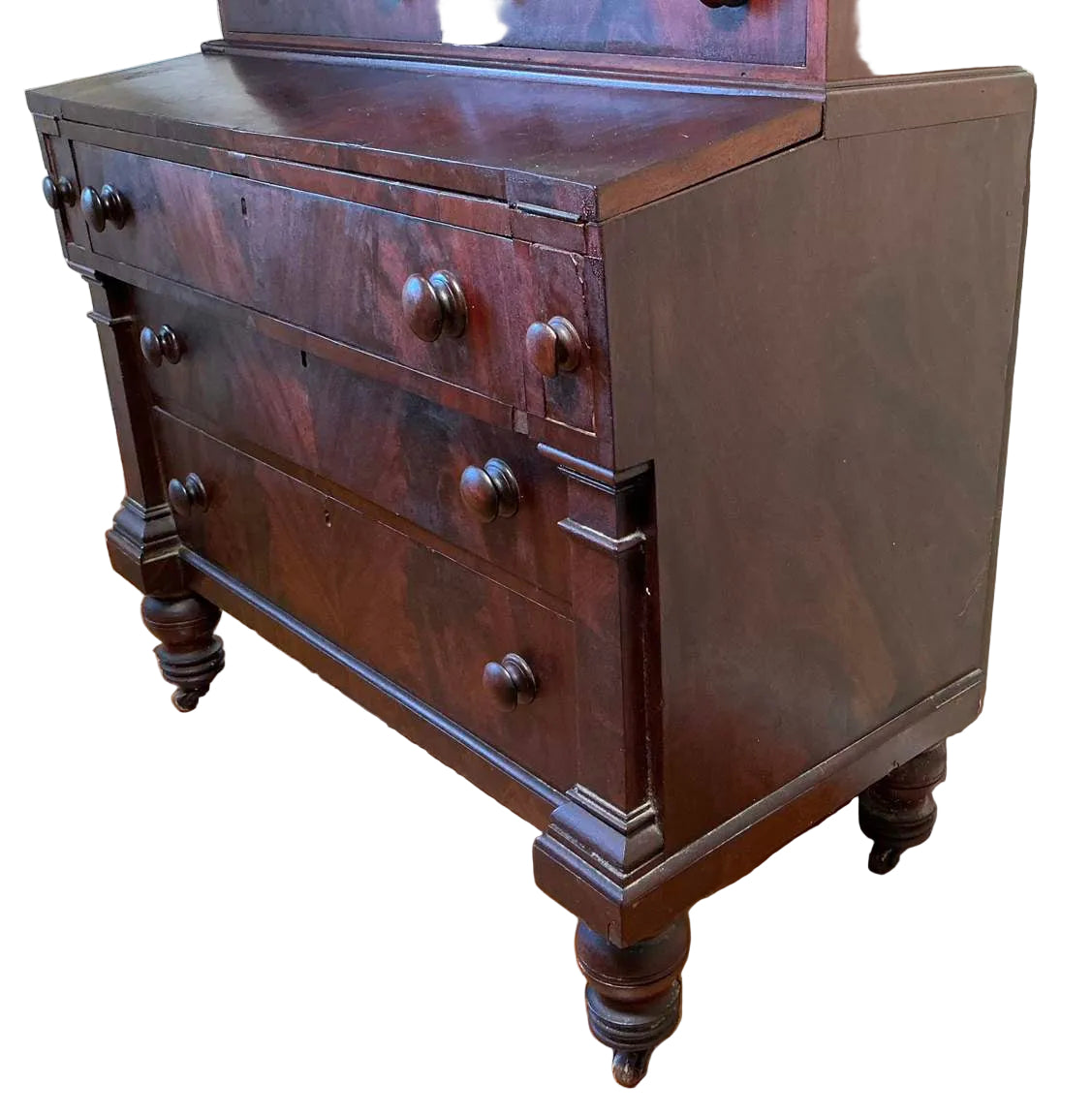 Antique American Federal Style Flame Mahogany Secretary-Bookcase Early 1800