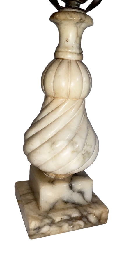 Beautiful Pair of Vintage Italian Hand Carved Alabaster Table Lamps