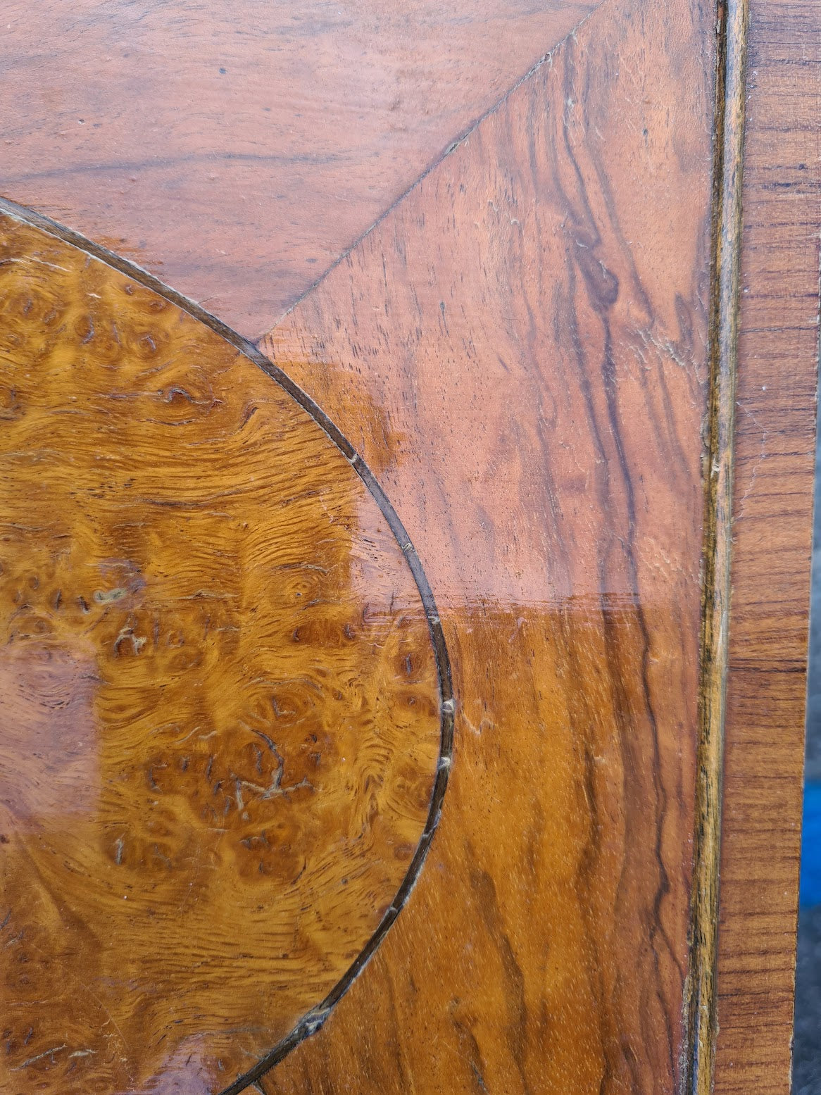 English Regency Revival Burl Wood & Inlaid Nesting Tables, Early 20th Century
