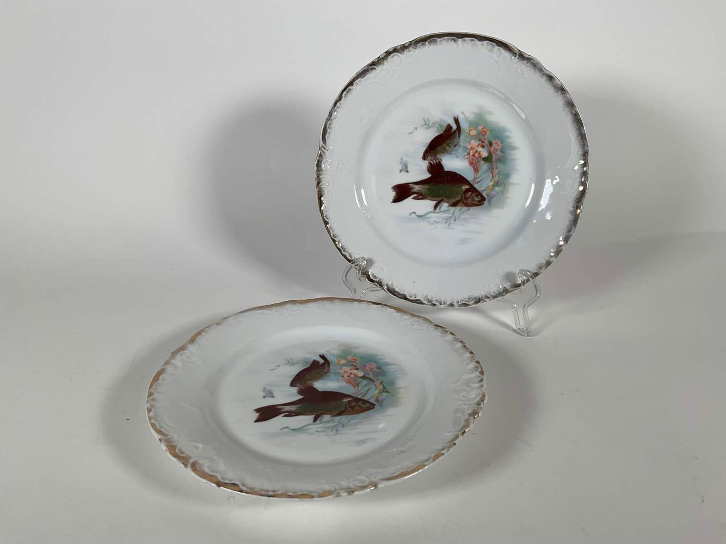 Collection of Antique Victoria Austria Porcelain Fish Dinnerware - 14 pcs