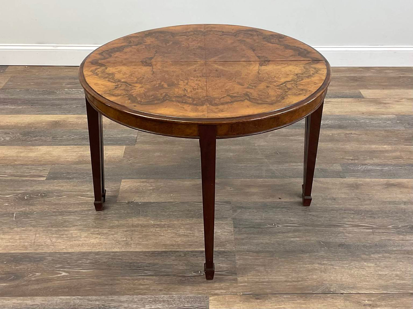 Antique George III Style Walnut Burl Demi-Lune Table/Console