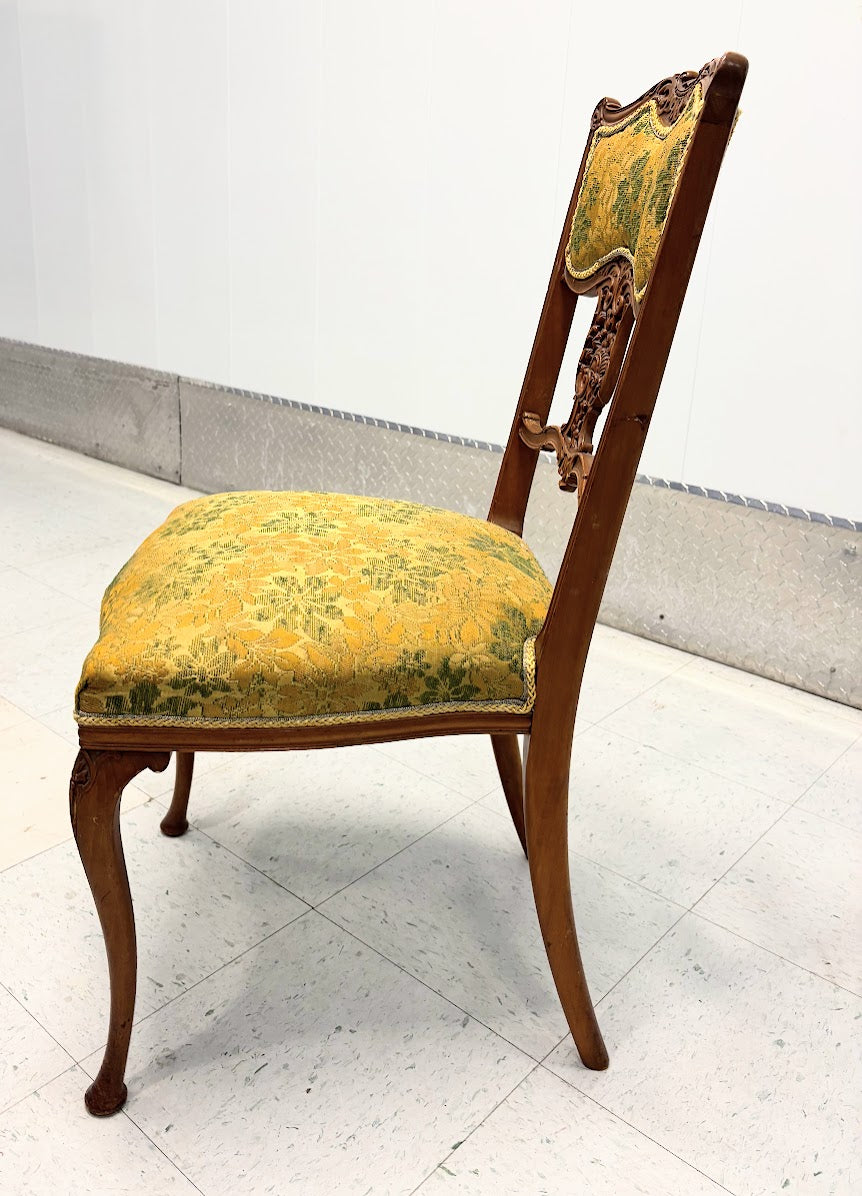 Two Antique Art Nouveau Period Fruit Wood Parlor Chairs
