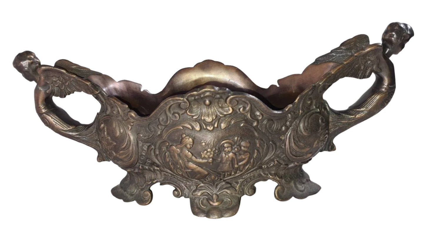 Vintage Bronze Jardiniere Footed Planter Centerpiece